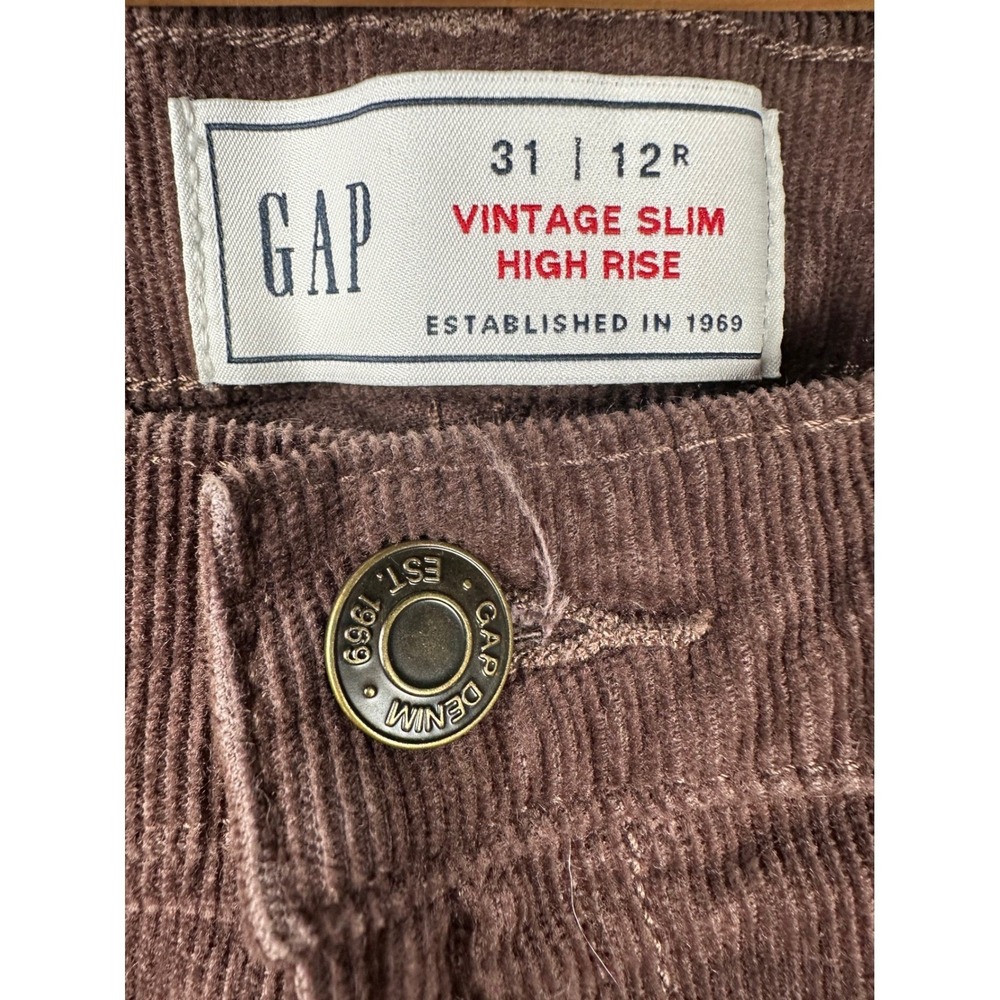 Gap Womens High Rise Vintage Slim Corduroy Pants 12R Brown Warm Espresso Boho - Picture 4 of 8